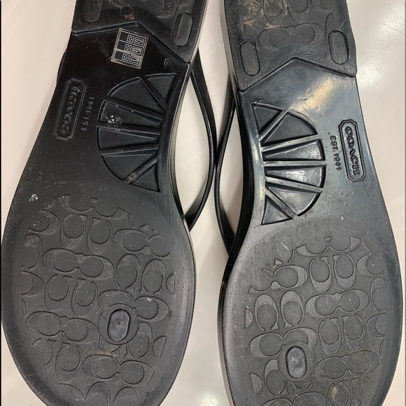 Coach jelly navy flip flop w/gold bow! - Picture 2 of 6